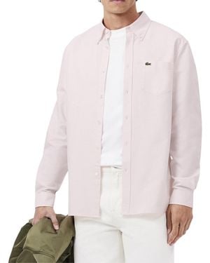 Lacoste Regular Fit Cotton Oxford Shirt - Pink