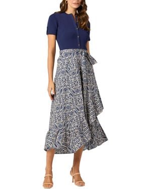 Shoshanna Uffizi Geo Knit Combo Rayna Dress - Blue