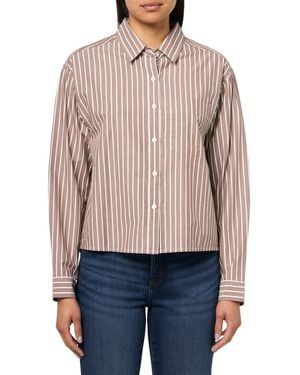 Lucky Brand Poplin Cropped Button Down - Blue