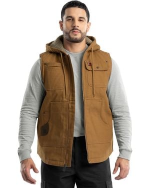 Wrangler Riggs Workwear Sherpa Lined Vest With Hood - Brown