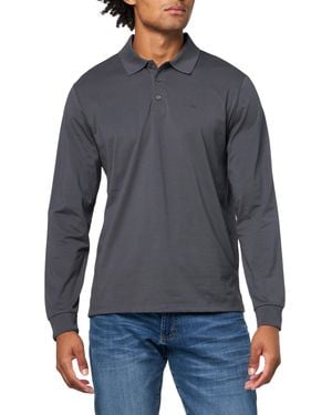 Calvin Klein Long Sleeve Smooth Cotton Polo Shirt - Blue