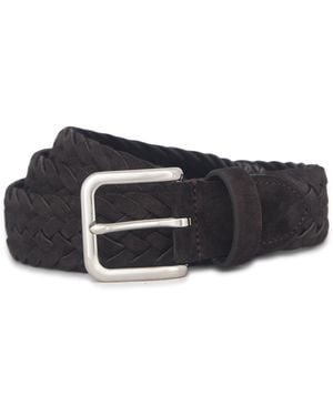 Vince S 1.5 Inch Woven Suede Belt - Black