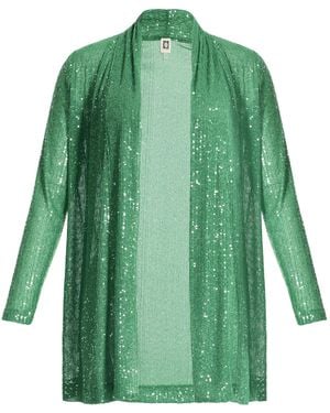 Anne Klein Plus-size Drape Front Sequin Cardigan-style Jacket - Green