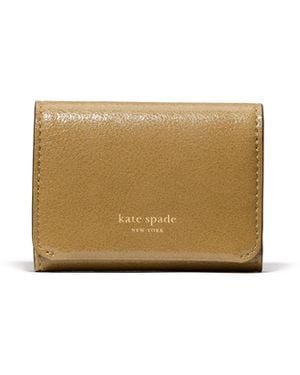 Kate Spade Halo Glazed Leather Card Case Trifold Wallet - Natural