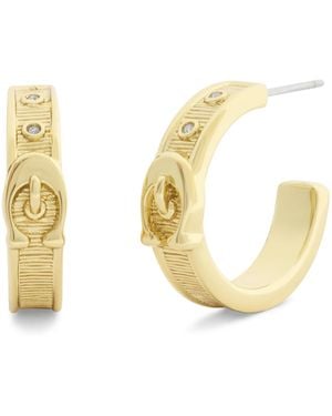 COACH Jewelry Signature C Buckle Hoop Earrings - Metallic
