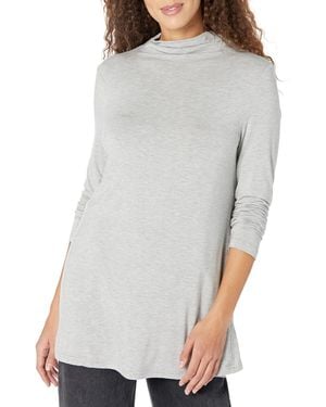 Amazon Essentials Jersey Long-sleeve Mock Neck Swing Tunic - Grey