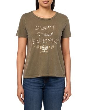 売れ筋商品|||ラッキーブランド カットソー トップス レディース Women's Cotton Don't Stop Believin' Sequin Crewneck Tee Tarmac Lucky Brand Cotton Don't Stop Believin' Sequin Crewneck Tee