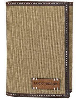 Lucky Brand Canvas With Leather Trim Rfid Trifold - Natural