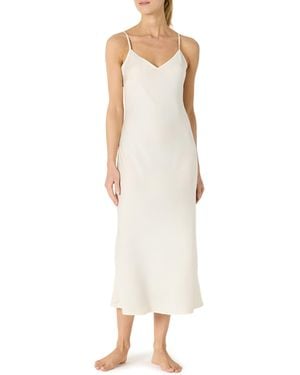 Amazon Essentials Camicia da Notte Midi Senza iche in Morbido Raso Donna - Bianco