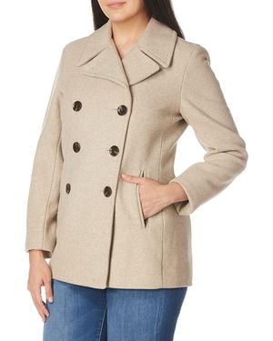 Calvin Klein Double Breasted Peacoat Pea Coat,omt - Natural