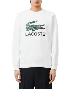 Lacoste Fleece Crew Neck Sweatshirt - White