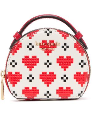 Kate Spade Devin Pixel Hearts Embossed Saffiano Leather Jewelry Case - Red