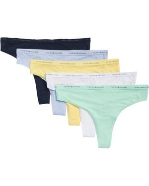 Tommy Hilfiger Micro Logo Waistband Thong 5-pack - Blue