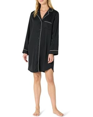 Amazon Essentials Camicia da Notte in Raso con Bottoni Donna - Nero
