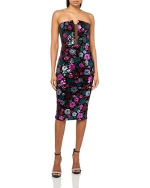 Dress the Population Erica Scattered Floral Sequin On Velvet - Blue