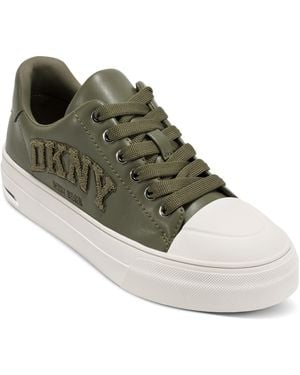 DKNY York Everyday Lace Up Low Top Sneaker With Logo - Green