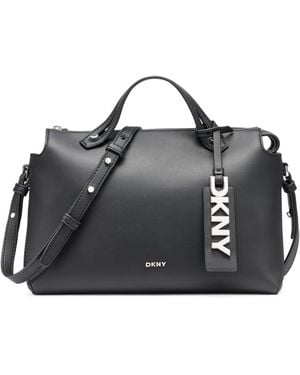 DKNY Louisa Medium Satchel Bag With Adjustable Straps And Logo Tag - Black