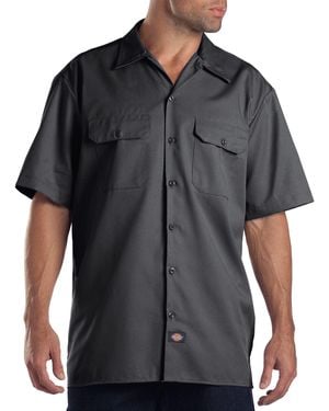 Dickies Twill Short Sleeve Work Shirt – Lightweight Durable Uniform With Pockets For - Black