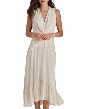 DKNY V-neck Twist Front Sleeveless Dress - Natural