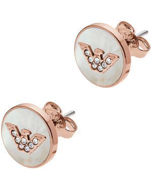 Emporio Armani Rose Gold-tone Stainless Steel Stud Earrings - Metallic