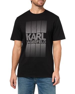 Karl Lagerfeld Paris Crewneck Short Sleeve Graphic Design Relaxed Fit T-shirt - Black