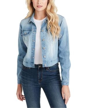 Jessica Simpson Pixie Classic Feminine Fit Crop Jean Jacket - Blue