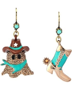 Betsey Johnson Cowboy Ghost & Boot Mismatch Drop Earrings - Blue