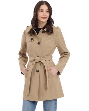 Michael Kors Trench Coat Style Raincoat With Detachable Hood Trenchcoat - Brown