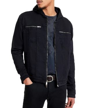 John Varvatos Hooded Jean Jacket O1296s2b Black 1 Md - Blue