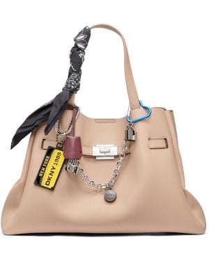 DKNY Bryar Large Satchel Bag With Charms - Natural