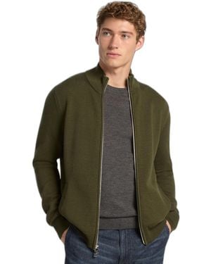 Michael Kors Merino Mock Neck Full Zip Up Sweater - Green