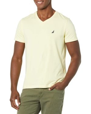 Nautica Maglietta a iche Corte con Scollo a V Slim Fit T-Shirt - Neutro