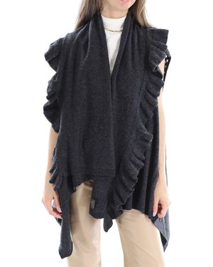 La Fiorentina Knit Wool Vest W/ruffles - Black