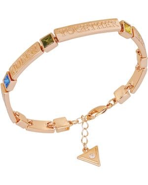 Guess Goldtone Rainbow Glass Stone Line Bracelet - Metallic