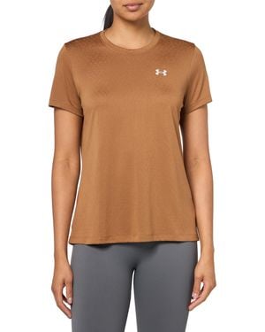 Under Armour Velocity Textured Short Sleeve Crew Neck T Shirt, - Blue