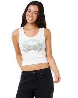 Rip Curl Ribbed Cropped Tank Top – Sleeveless Fitted - White