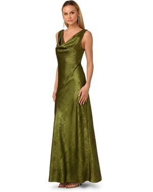 Adrianna Papell Foil Woven Long Dress - Green