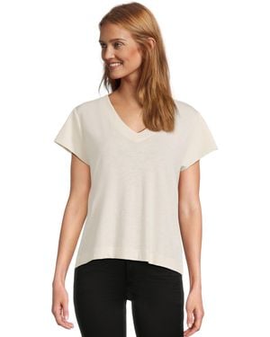 Lilla P Relaxed Short Sleeve V-neck Tee - White