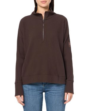 Tommy Hilfiger Performance Brushed Rib Mock Neck Pullover,dark Chocolate,l - Brown