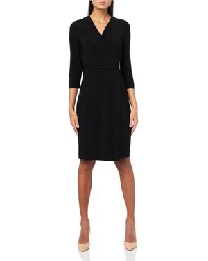 Kasper Wrap Dress W/wb & Bar Trim - Black