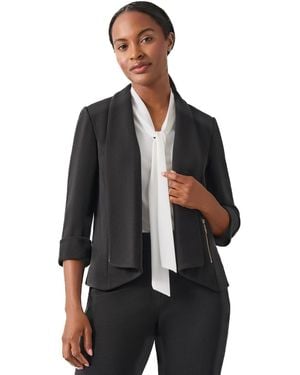Kasper Tall Size Stretch Crepe Drape Nk Cardigan Jkt - Black
