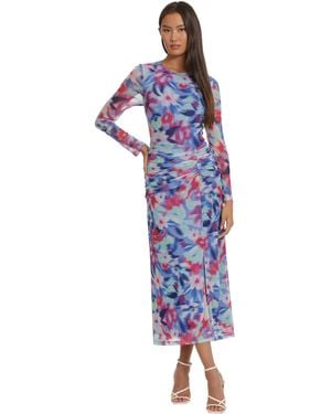 Donna Morgan Easy Body With Ruched Waist Detail Day Event Occasion Night Out Guest Of - Blue