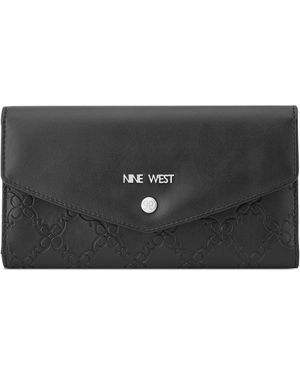 Nine West Radzi SLG Crossbody Wallet - Black Adjustable String Strap, 8 Card Slots, Zippered Closure