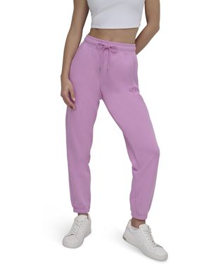 DKNY Varsity Embroidered Logo Jogger Fleece Sweatpant - Purple