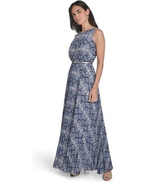 Eliza J Sleeveless Bateau Maxi Dress - Blue