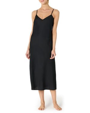 Amazon Essentials Camicia da Notte Midi in Raso Senza iche Donna - Nero