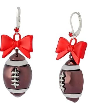 Betsey Johnson Kick Off Bow Football Drop Earrings - Red