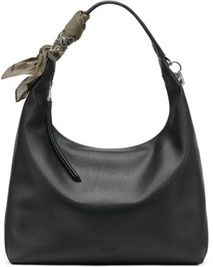 DKNY Imma Hobo Bag With Logo Keychain And Tie Scarf - Black