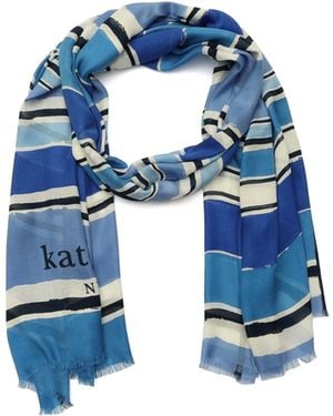 Kate Spade Ocean Stripe Viscose Oblong Scarf - Blue