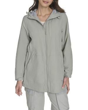 Champion Hooded Cinch Waist Rain Jacket - Gray